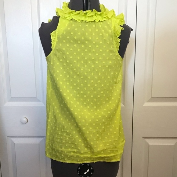 J.Crew Neon Yellow Polka Dotted Top, Size 0 🔴CLEARANCE🔴 - Picture 3 of 3